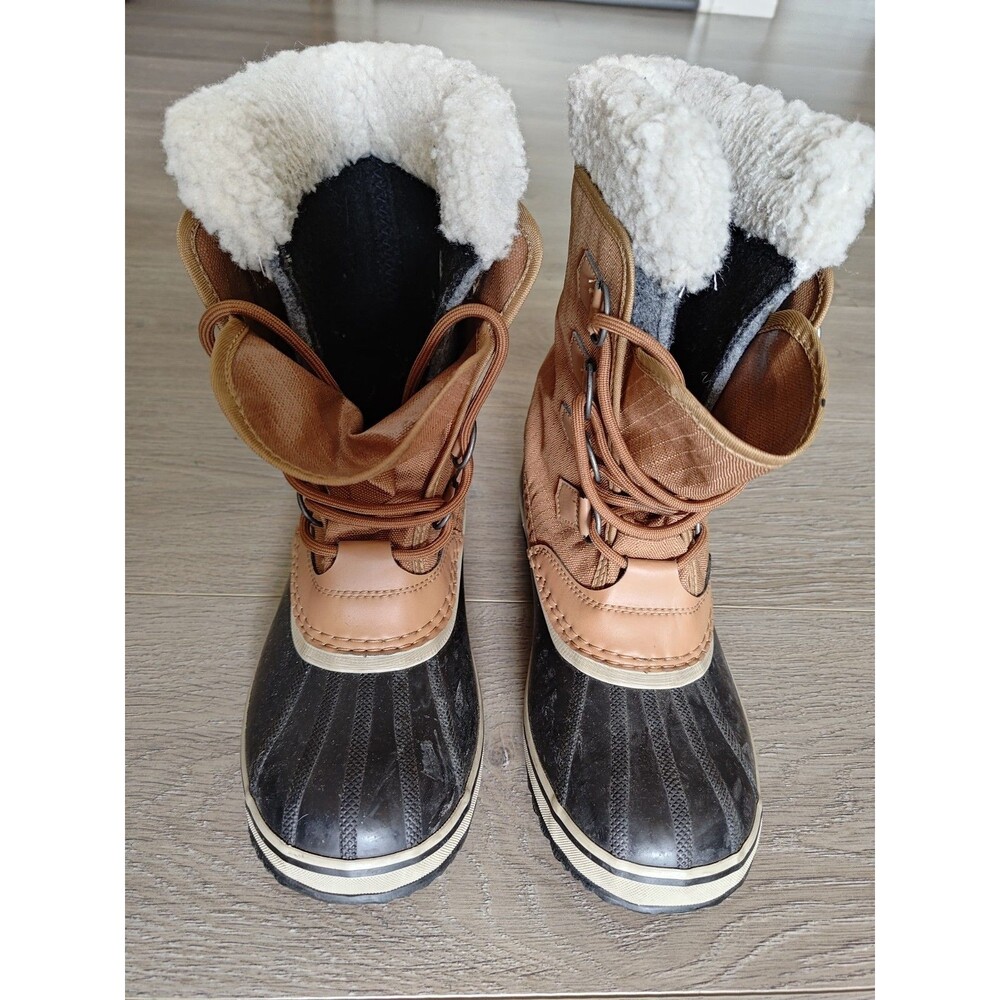 Sorel Winter Carnival Boots Womens 9 Brown Black Ripstop Lace Up Logo NL3483-224 - Picture 3 of 10